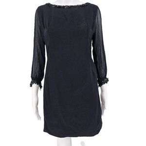 Vintage 80's Gothic Midi Dress Black S